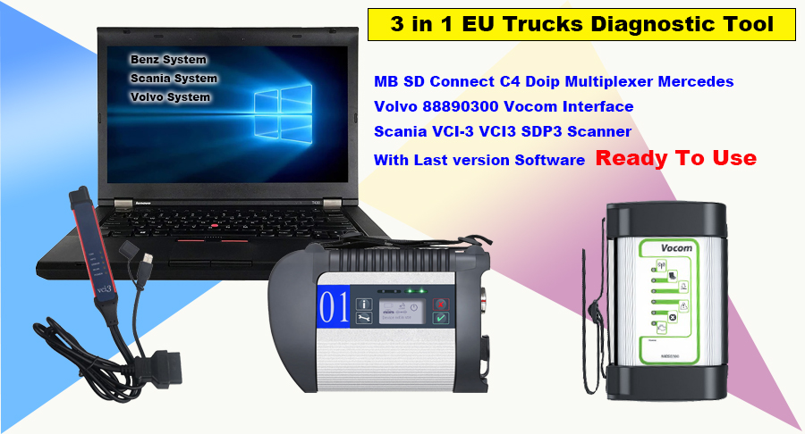 3 in 1 MB SD Connect C4 Multiplexer Mercedes + V2.53.3 Scania SD
